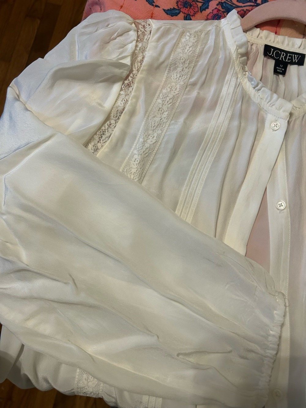 J. Crew Ivory Ruffled Neck Button Blouse - Picture 3 of 4